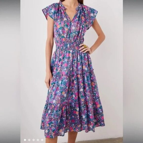 Rails Amelia Dress in Leilani Smocked Floral Midi Sundress Size Small - Picture 1 of 9